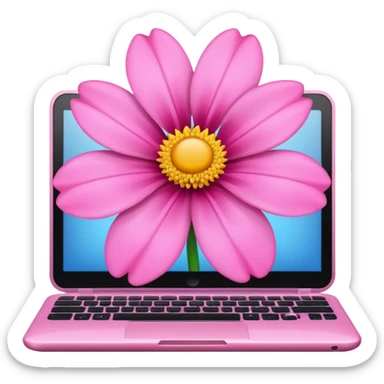 Computer on a pink Flower sticker
