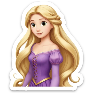 Disney Princess Rapunzel with extremely long flowing blonde hair sticker