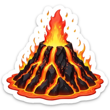 Lava flowing from a volcano   sticker