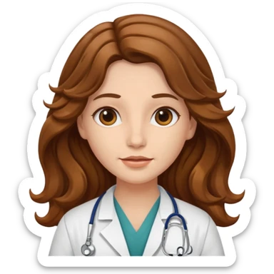 médica, cabelo castanho, pele branca, cabelo ondulado, cabelo comprido sticker