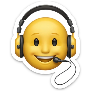 Smiley emoji whistling and wearing headphones sticker