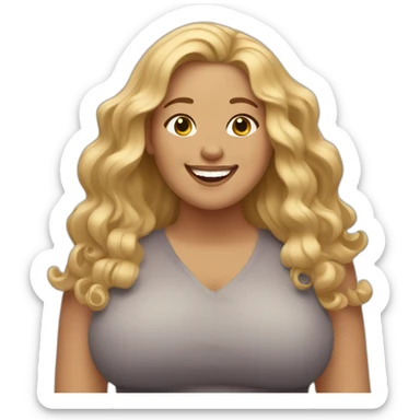 very happy plus-sized woman with blonde wavy hair sticker