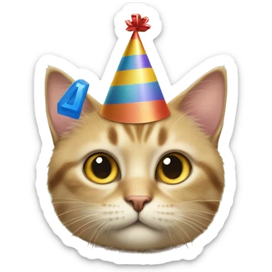 cat wearing a birthday hat winning at scrabble sticker