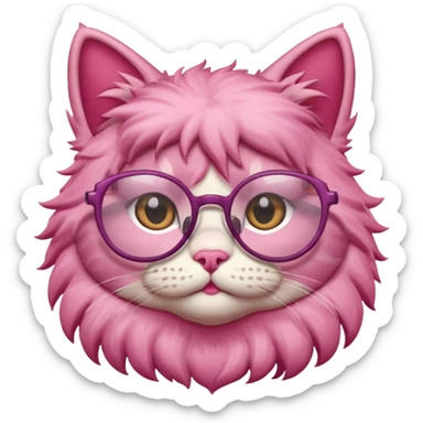 pink cat with glasses sticker