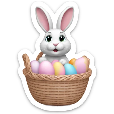 easter bunny with egg light pink basket sticker