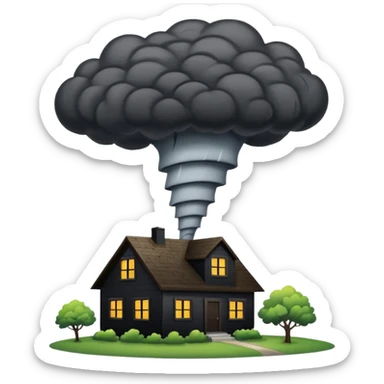 Tornado in storm with home sticker