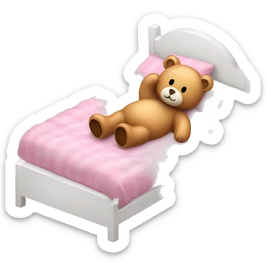 Pink toy bear sleeping in bed sticker