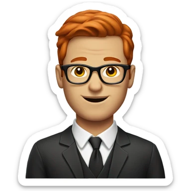 Redhead man with glasses clean shaven sticker