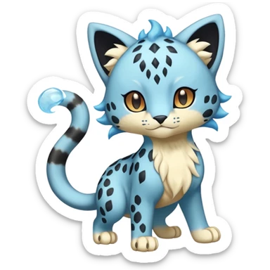Icy Elemental Pawny Cute Innocent Liepard-Amaura-Litten-Sprigatito-Pokémon-fusion-creature (full body) sticker