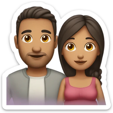 Latin pregnant wife and husband with no facial hair sticker