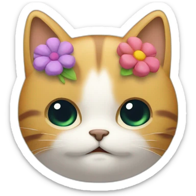 Chat avec des fleurs dans la main sticker