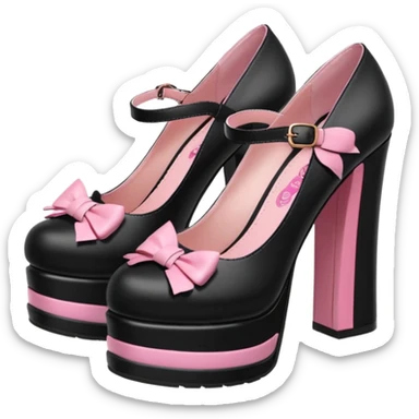 BLACKPINK-inspired gothic shoes, no hearts, black and pink, cute  sticker