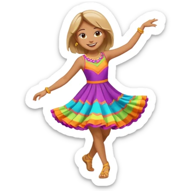 Happy girl dancing full body sticker