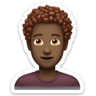 man with freckles, burgundy curly hair fade  sticker