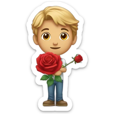 Un garçon qui tient une rose sticker