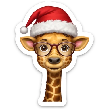 Giraffe santa cap and glasses 
 sticker
