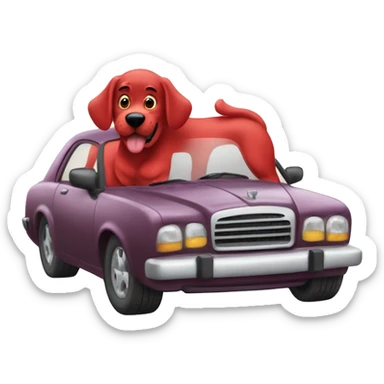 Clifford the big red dog in a car sticker