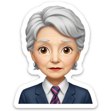 Very old women with Necktie.more smudges on face, different hair style. sticker
