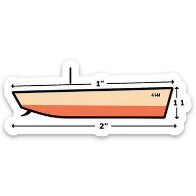 technical diagram of 4 meter boat hull with measurement marked sticker