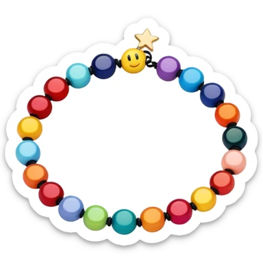 colourful round beaded bracelet with some star beads sticker