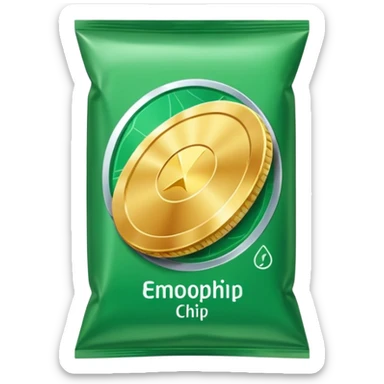 green pacaged chip with a chip image on it without writing sticker