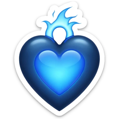 Black heart with blue flars sticker