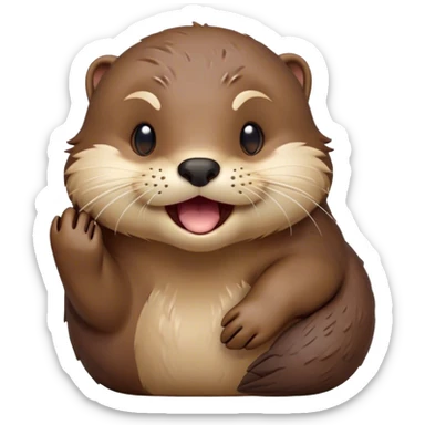 Cinematic Cute Yawning Otter Portrait Emoji, Head tilted slightly with a dramatic, wide-open yawn, showcasing a soft, sleek brown Fur with slightly drooping ears, round eyes barely open in drowsy contentment, Simplified yet irresistibly adorable features, highly detailed, glowing with a soft, cozy glow, high shine, relaxed yet expressive, stylized with a touch of aquatic whimsy, bright and endearing, soft glowing outline, capturing the essence of a sleepy yet affectionate otter, so drowsy it feels like it could glide right out of the screen and curl up for a nap! sticker