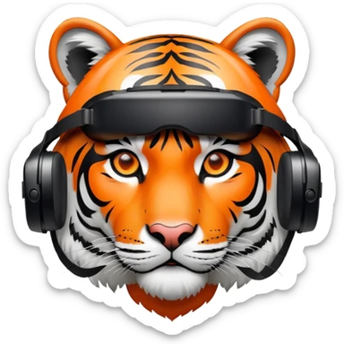 tiger face wearing VR headset for Twitch emote sticker