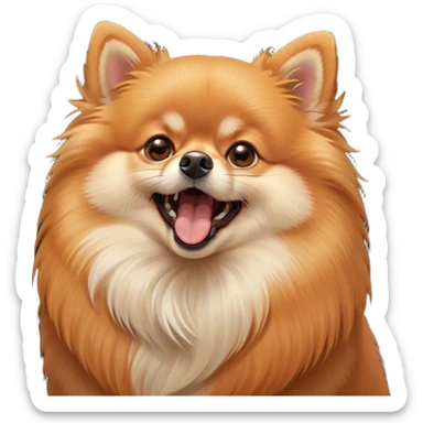 Cinematic Cute Yawning Orange Pomeranian Portrait Emoji, Head tilted slightly with a dramatic, wide-open yawn, showcasing a soft, fluffy orange Fur with a subtle shimmer, floppy ears slightly drooping, round brown eyes barely open in drowsy contentment, Simplified yet irresistibly adorable features, highly detailed, glowing with a soft, cozy glow, high shine, relaxed yet expressive, stylized with a touch of whimsy, bright and endearing, soft glowing outline, capturing the essence of a sleepy yet affectionate companion, so drowsy it feels like it could stretch right out of the screen and curl up for a nap! sticker