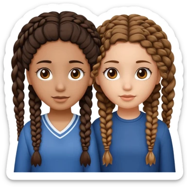 2 girl best friends. One is black with braids and brown eyes. One is white with curly brown hair with brown eyes. sticker