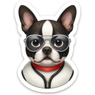 Boston Terrier with Baseball Sunglasses sticker
