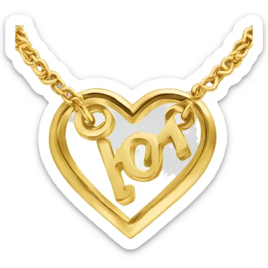 Heart shaped gold necklace with a letter Son it  sticker