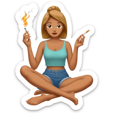 femme pieds nus qui fume sticker