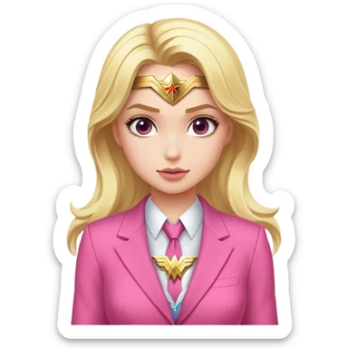 Blond girl pink suit wonder woman sticker