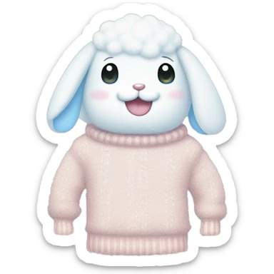 cinnamoroll wearing a fuzzy sweater sticker