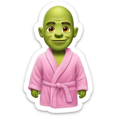 Shrek in a pink bathrobe sticker
