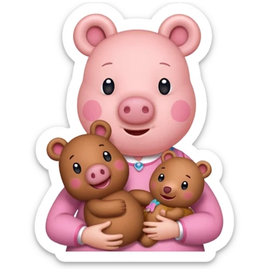 Peppa Pig with a teddy bear sticker