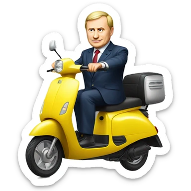 Russian President on yellow electric scooter (not moped) sticker