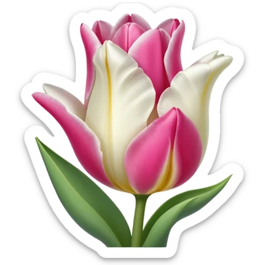 Una ovejita con un tulipán rosa al lado sticker