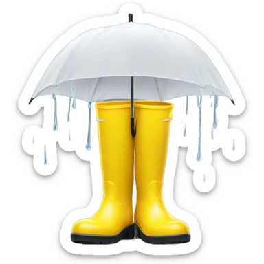 White Moodle wearing yellow rain boots sticker