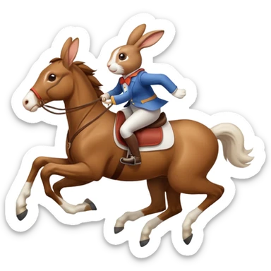 Exciting rabbit galloping on the back of horse sticker