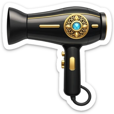 black blow dryer covered in jewelry sticker