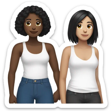 Lesbians with black hair and white skin in love with eachother sticker