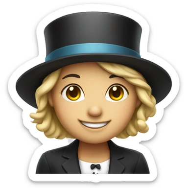 smiling girl in top hat sticker