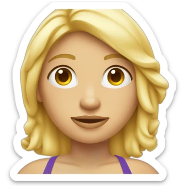 Blond corpulent women in beach bikini sticker