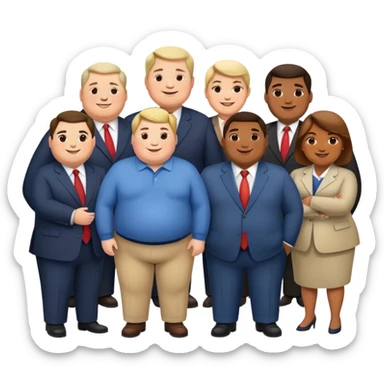 group of overweight politicians standing together sticker