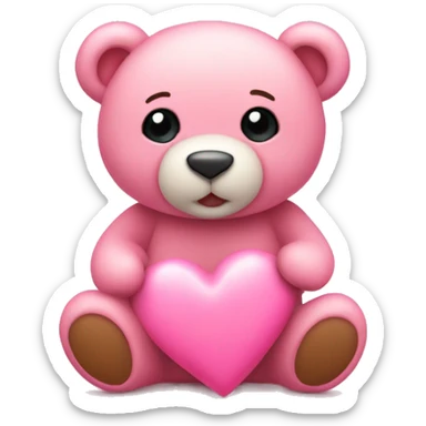 pink cute teddy bear sending hearts and love sticker