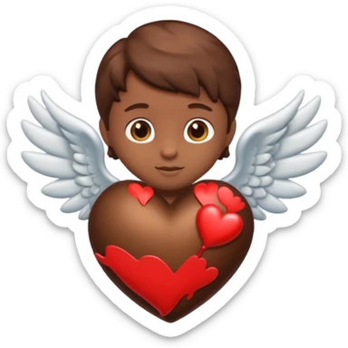brown cupid heart sticker