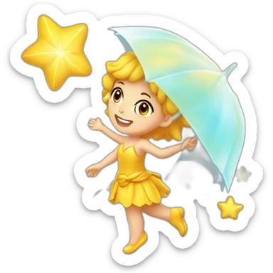 fée clochette avec une pluie d'étoiles brillantes sticker