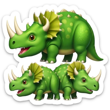 faces of different green triceratops sticker